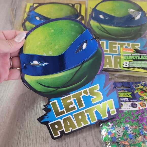 Teenage Mutant Ninja Turtles Party Invitations & Confetti Pack - 8 Invitations & - Picture 4 of 4